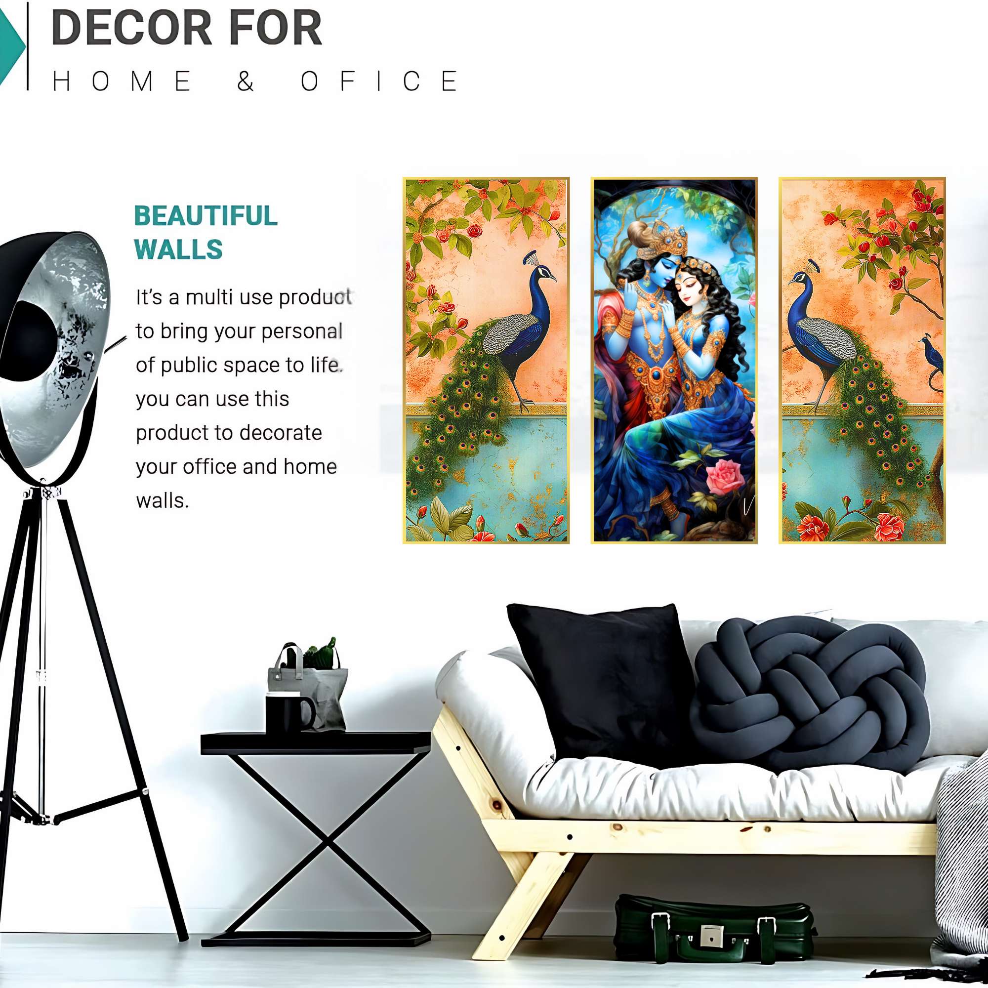 Set of Three large Wall Paintings for Wall Dacoration Golden Framed Wall Paintings for Living Room & Bedroom Wall Art for Home Decoration & Office Wall Décor (14x11 inch CH-LGD3-7) - Image 4