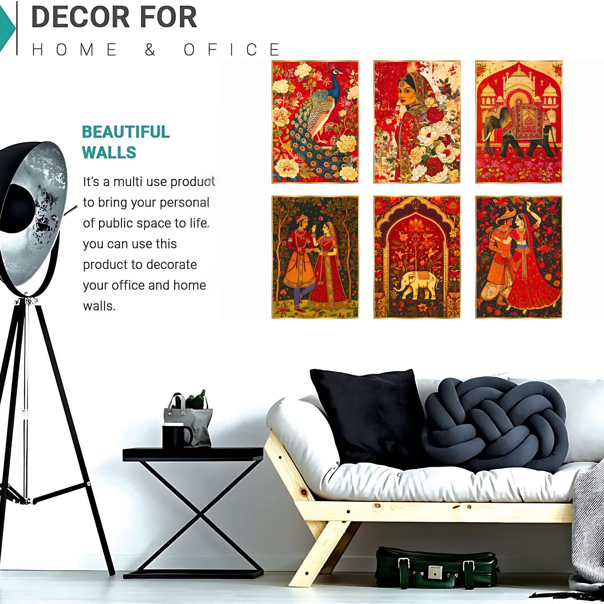 Set of Six Wall Paintings for Wall Dacoration Golden Framed Wall Paintings for Living Room & Bedroom Wall Art for Home Decoration & Office Wall Décor (13x10 inch CH-GD6-11) - Image 2