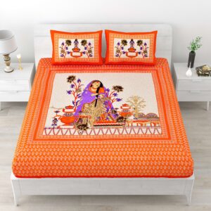 Rajasthani Traditionally Printed Cotton Doublebed Bedsheet With Pack of 2 Pillow Covers (Copy)
